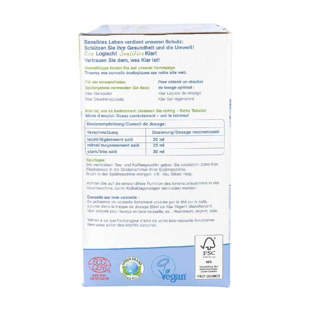klar Dishwasher Detergent Fragrance Free Letzte 3 Tage