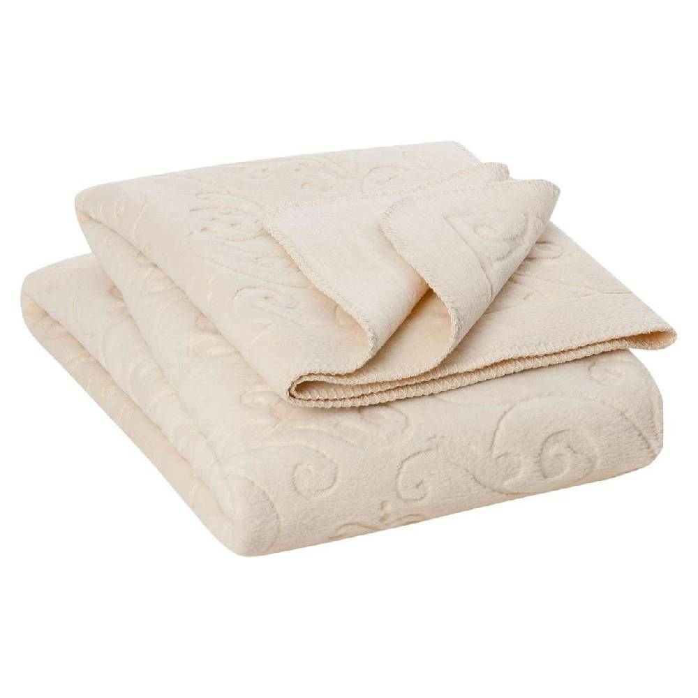 purenature Cotton blanket natural white with ornaments Online Outlet