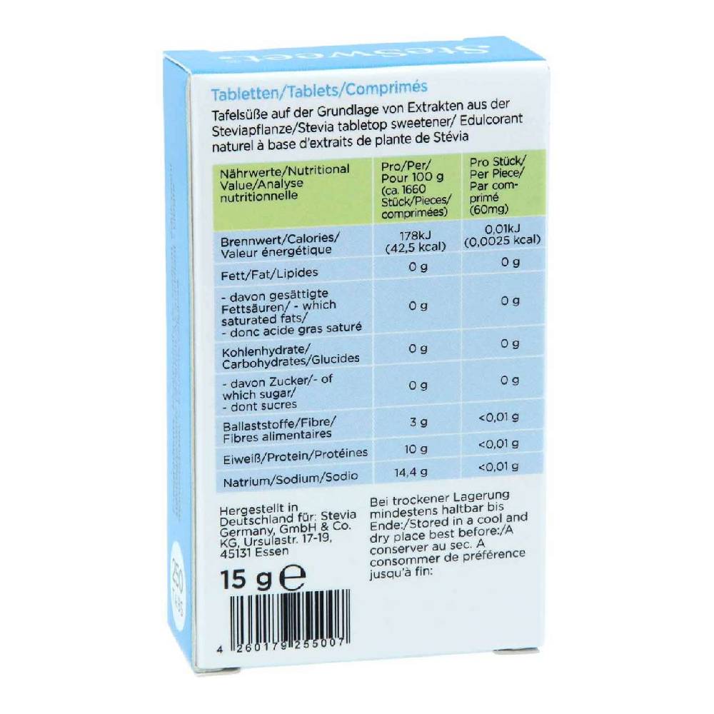 stesweet Stevia Tabs in a dispenser, 250 tablets Saisonschlussverkauf