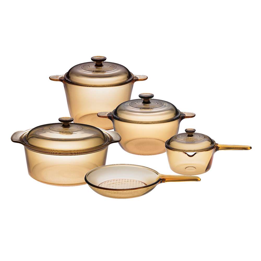 visions Visions Glass Pots and Pans - Set of 5 for Cooking & Serving Auslauf