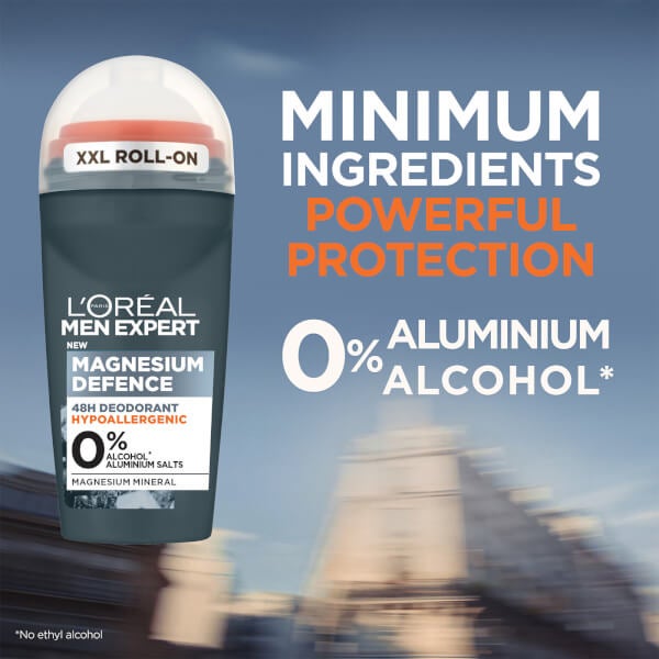 L'Oréal Paris Men Expert Magnesium Defence Hypoallergenic 48 Hour Roll-On Deodorant 50ml Clearance-Verkauf
