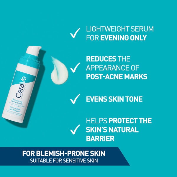 CeraVe Resurfacing Retinol Serum with Ceramides and Niacinamide for Blemish-Prone Skin 30ml Online