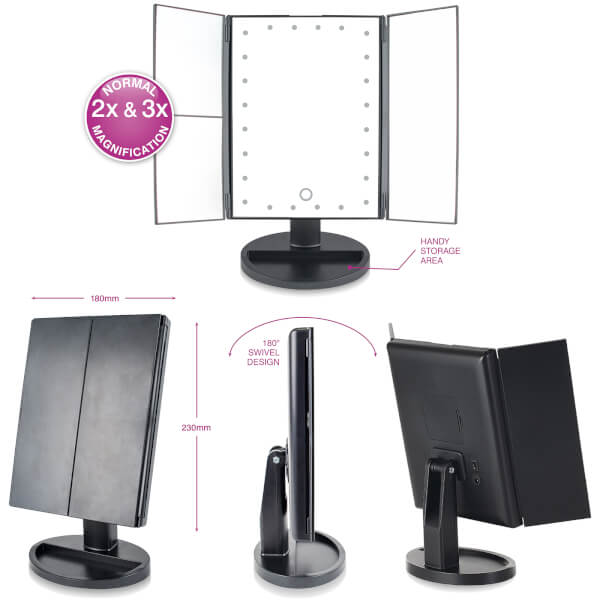 Rio 24 LED Touch dimmbarer Kosmetikspiegel mit 2-fach- & 3-fach- Vergrößerung im Angebot