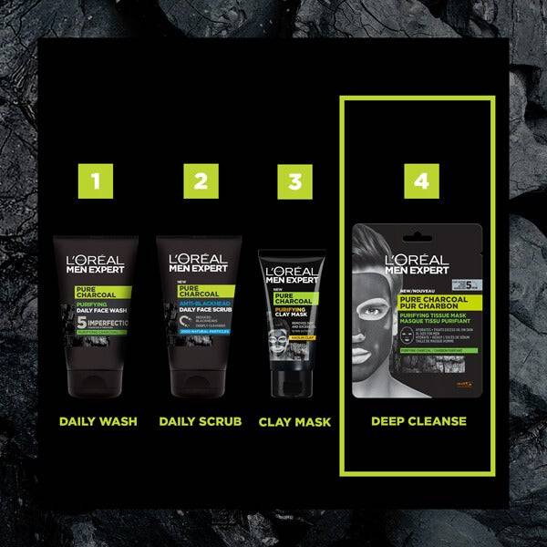 L'Oréal Paris Men Expert Pure Charcoal Purifying Tissue Mask 30g Begrenztes Angebot
