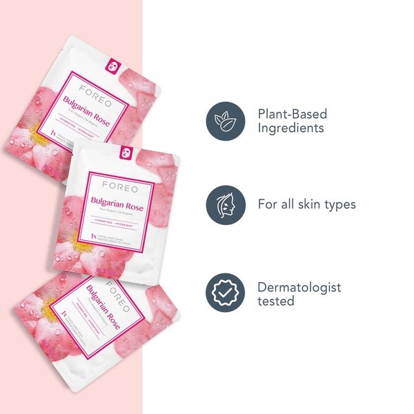 FOREO Bulgarian Rose Moisture-Boosting Sheet Face Mask (3 Pack) Zeitbegrenzte Promotion