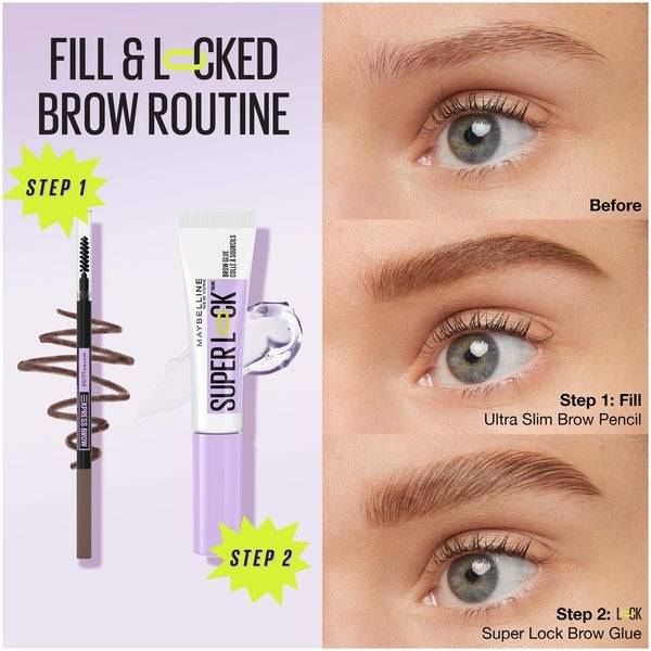 Maybelline Superlock Brow Glue Sweat-Resistant, Transfer-Resistant, 24H Wear 8ml - Clear Vatertagsangebot