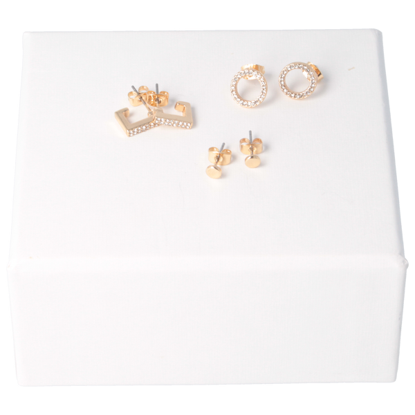 Parsa Beauty That's me by PARSA Beauty Ohrstecker-Set in Gold mit rechteckigen Huggies, Plättchen und Kreisen Limitierter Zeitrabatt