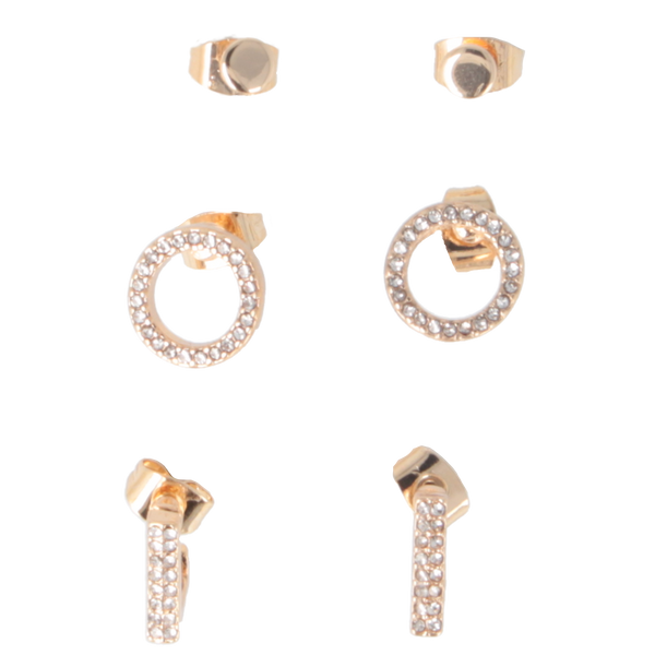 Parsa Beauty That's me by PARSA Beauty Ohrstecker-Set in Gold mit rechteckigen Huggies, Plättchen und Kreisen Limitierter Zeitrabatt
