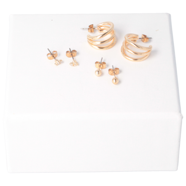 Parsa Beauty That's me by PARSA Beauty Ohrstecker-Set in Gold mit Creolen-, Blüten- und Kugelsteckern Fabrikpreis