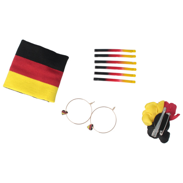 Parsa Beauty PARSA Beauty Deutschland Fanartikel Set Blüten-Haarclip, Bobbypins, Creolen und Schweißband für EM und WM Outlet