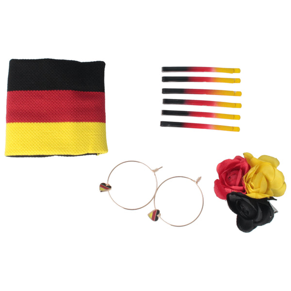 Parsa Beauty PARSA Beauty Deutschland Fanartikel Set Blüten-Haarclip, Bobbypins, Creolen und Schweißband für EM und WM Outlet