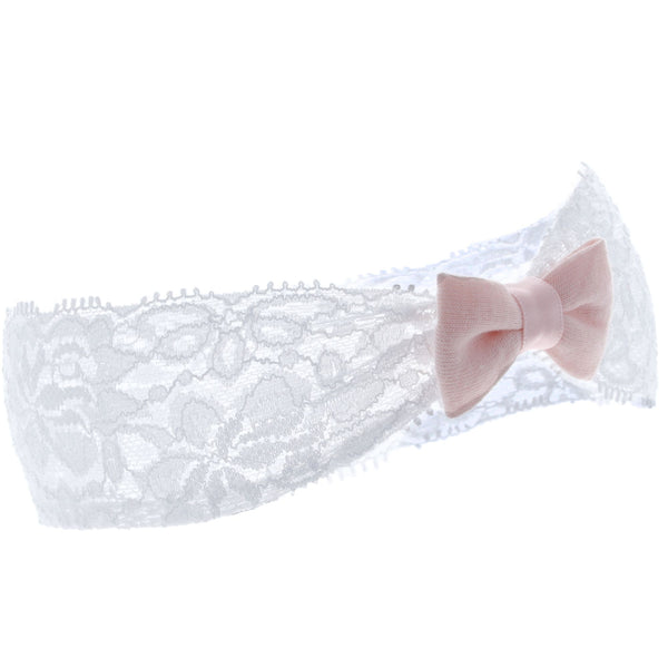 Parsa Beauty PARSA Baby Haarband weiß Spitze mit rosa Schleife Exklusive Angebote