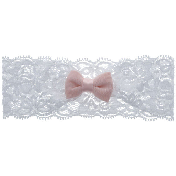 Parsa Beauty PARSA Baby Haarband weiß Spitze mit rosa Schleife Exklusive Angebote