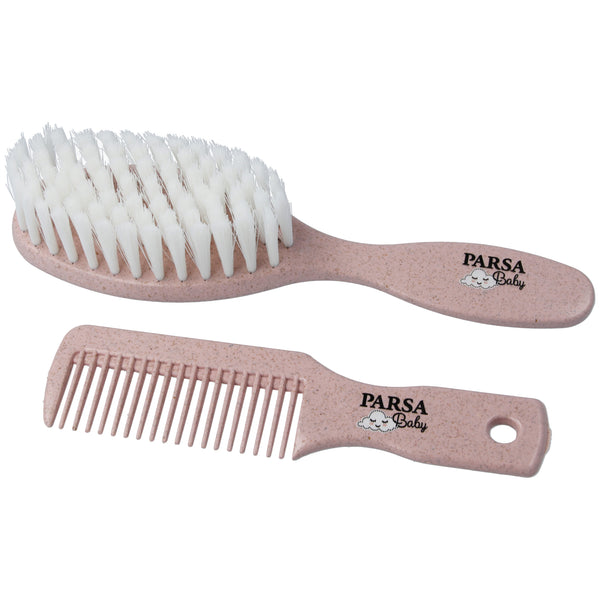 Parsa Beauty PARSA Baby Pflegeset, Bürste und Kamm, Rosa Fabrikverkauf