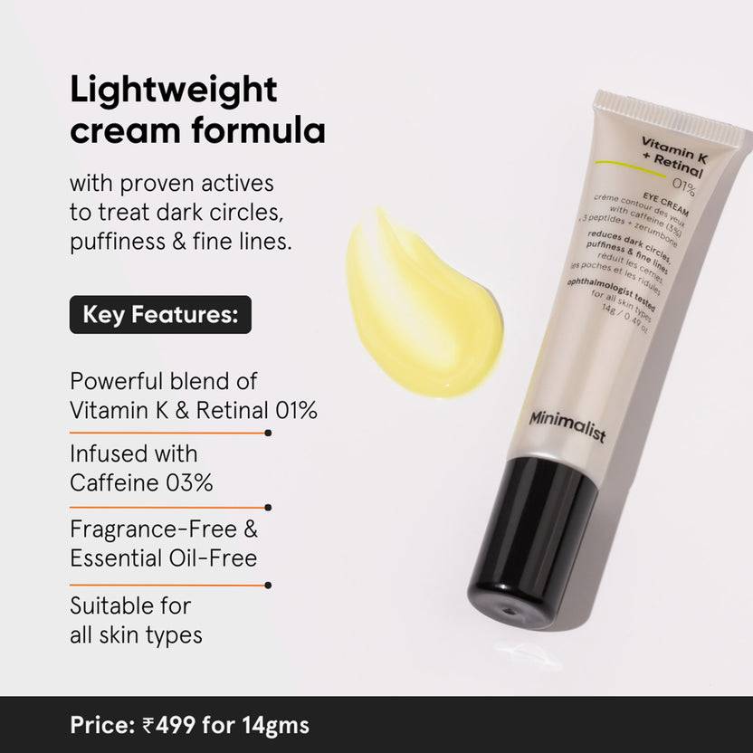 Minimalist Vitamin K + Retinal 01% Eye Cream (14g) Black Friday