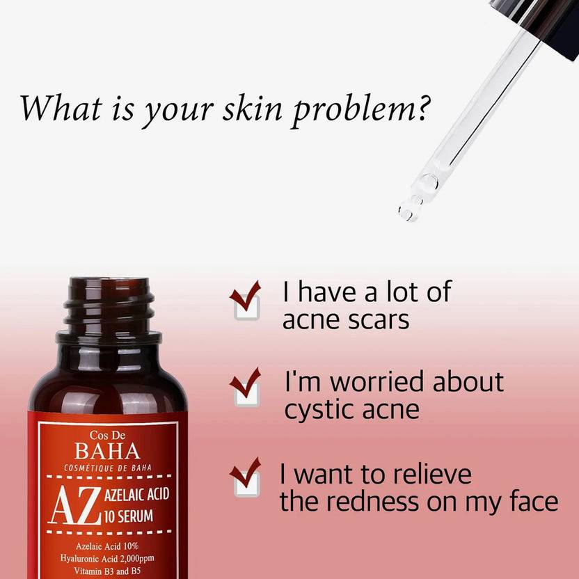 Cos de Baha Azelaic Acid 10% Serum 30ml (AZ) (30ml) 50% Rabatt für begrenzte Zeit