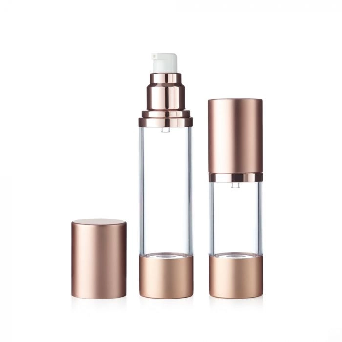 Spinnrad Airless Pumpspender in roségold mit transparentem Mittelteil für selbstgemachte Cremes Bis zu 50% Rabatt