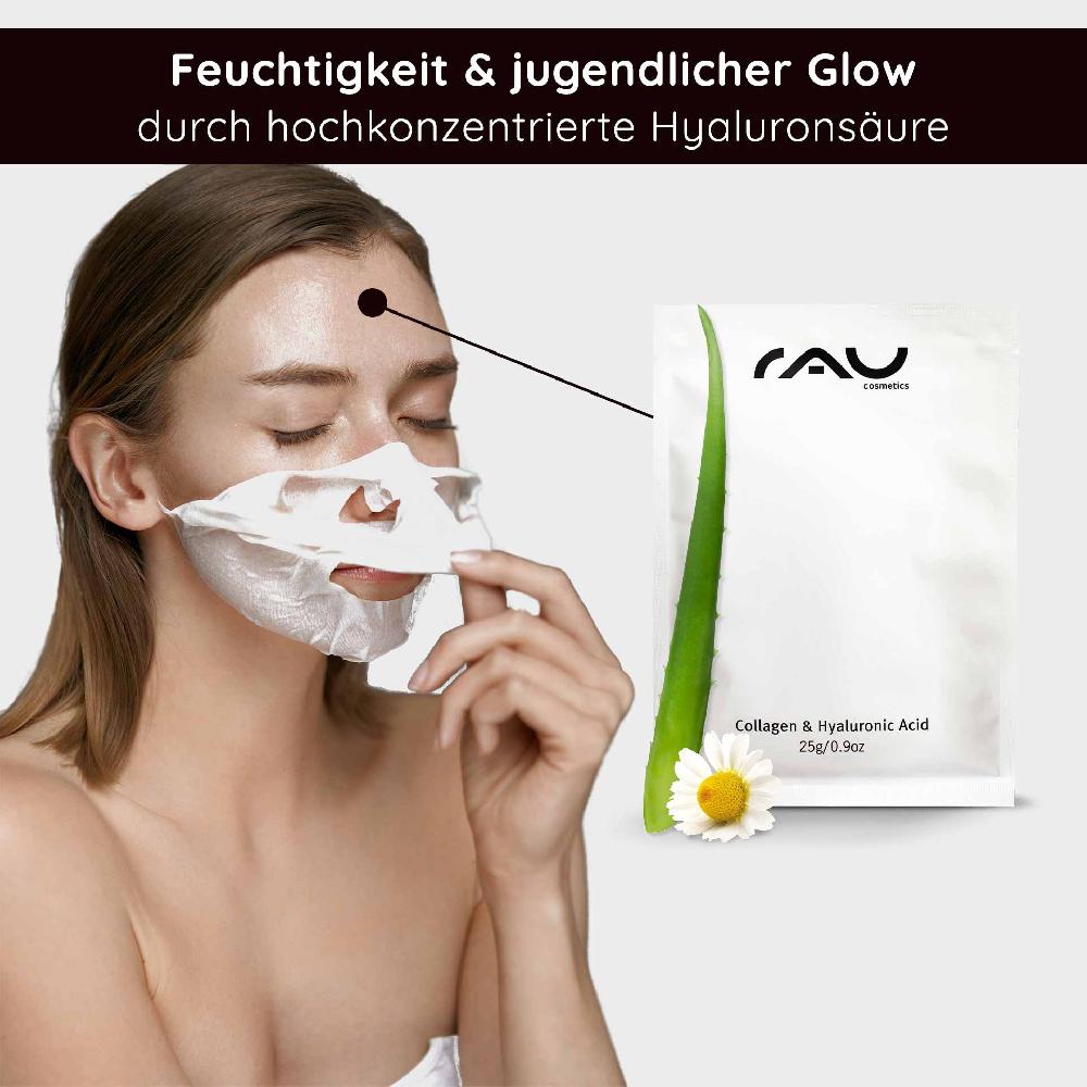 Rau Cosmetics Collagen & Hyaluronic Acid Mask Vliesmaske - 10er Pack Weihnachtsangebot