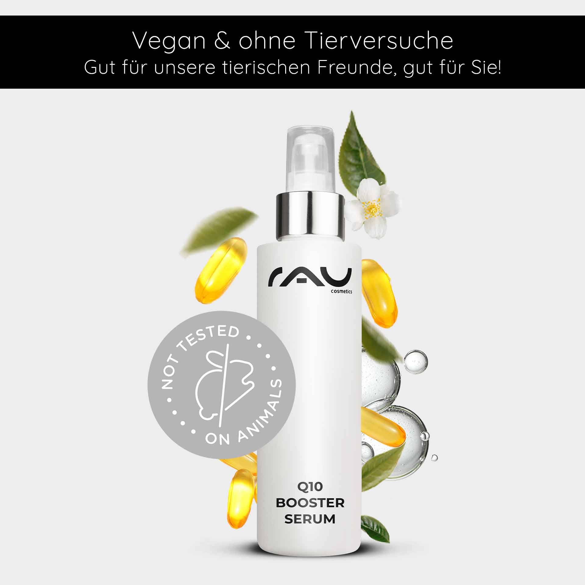 Rau Cosmetics Q10 Booster Serum 100 ml - mit Hyaluron Q10 & Lecithin Fabrikladen